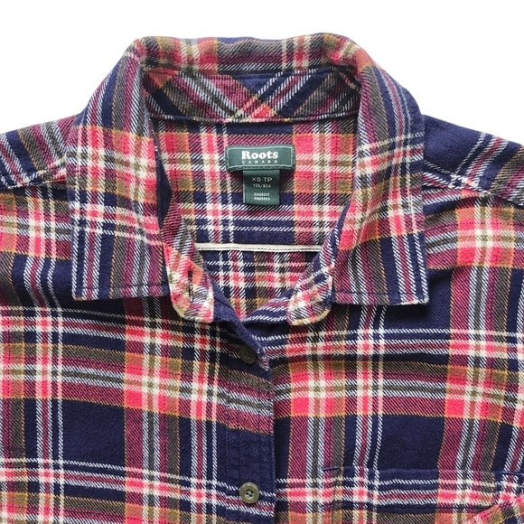 Roots Button Up Flannel Plaid Shirt - Picture 2 of 5